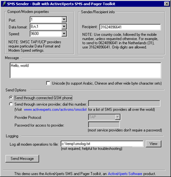Screenshot for SMS/MMS SDK 2.0